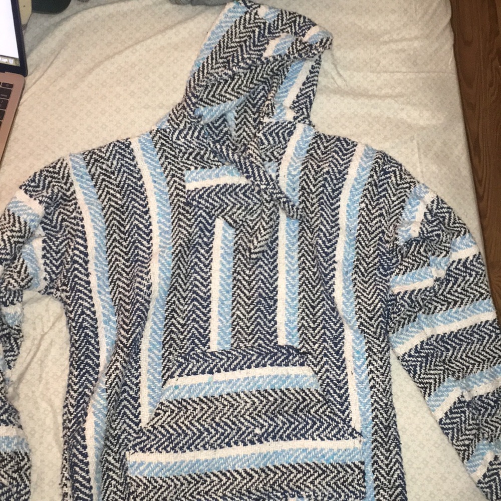 Blue & white drug rug